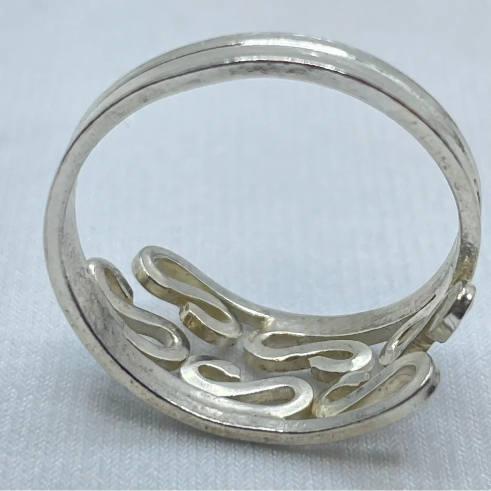Vintage Taxco Mexico Silver Ring Scroll Openwork Band Boho Southwestern